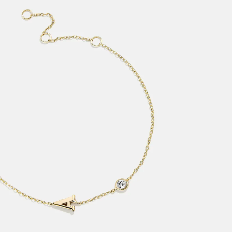 14K Gold Initial Birthstone Custom Bracelet - Crystal made by BaubleBar