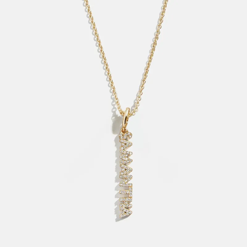 Mini Pave Block Cluster Custom Nameplate Necklace - 1 Name made by BaubleBar