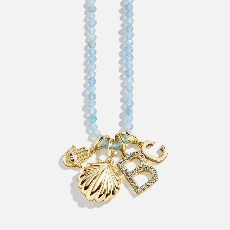 Semi-Precious Cluster Charm Necklace - Aquamarine Chain made by BaubleBar
