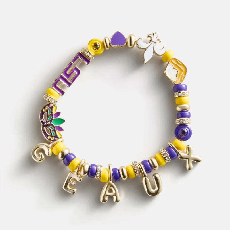 Louisiana State University Beaded Charm Bracelet - Louisiana State University made by BaubleBar