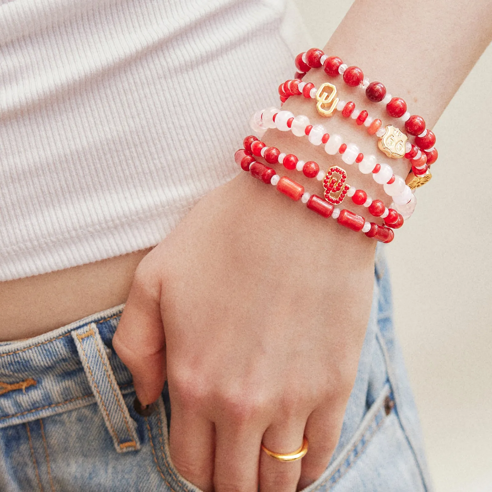 University of Oklahoma Beaded Bracelet Set - University of Oklahoma sold by BaubleBar product image thumbnail 2