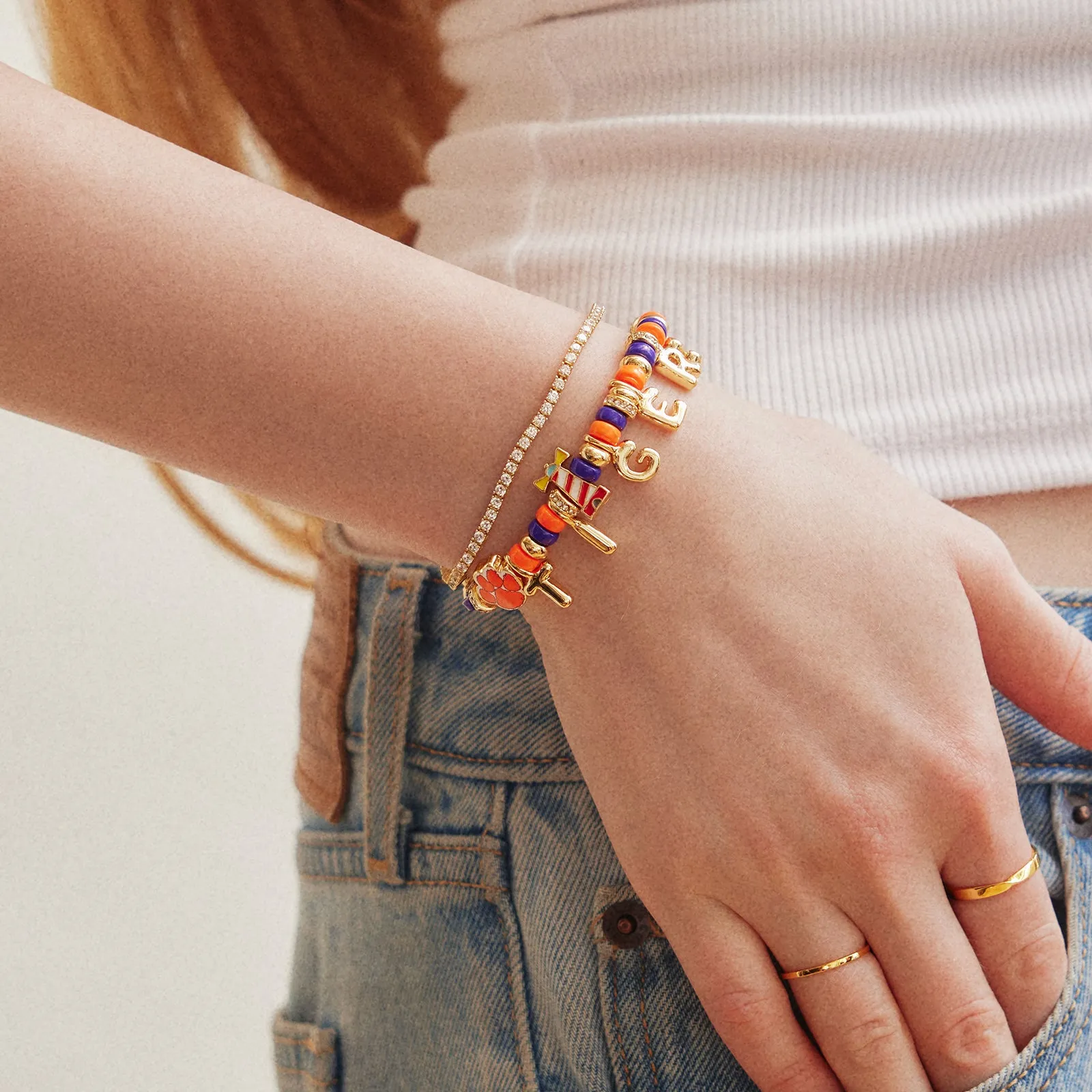 Clemson University Beaded Charm Bracelet - Clemson University sold by BaubleBar product image thumbnail 2