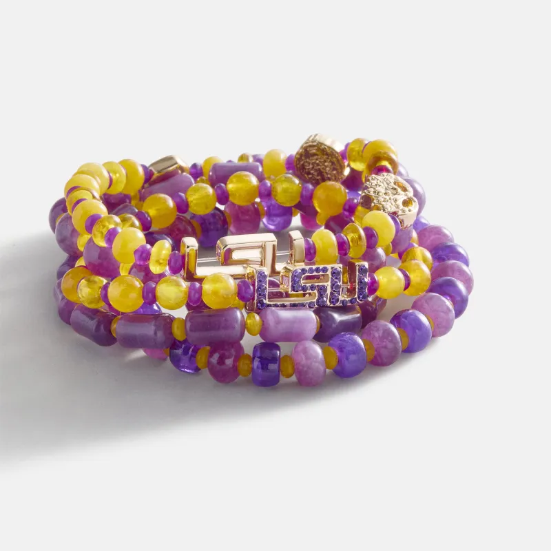 Louisiana State University Beaded Bracelet Set - Louisiana State University made by BaubleBar