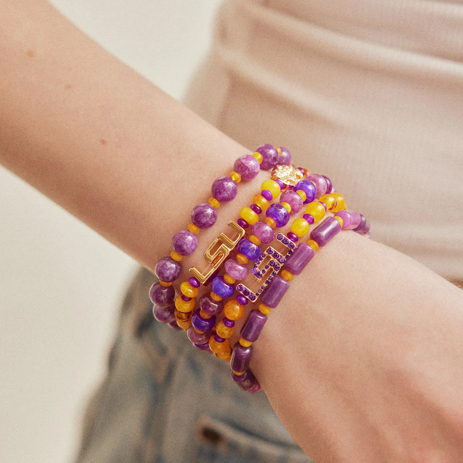Louisiana State University Beaded Bracelet Set - Louisiana State University sold by BaubleBar product image thumbnail 2