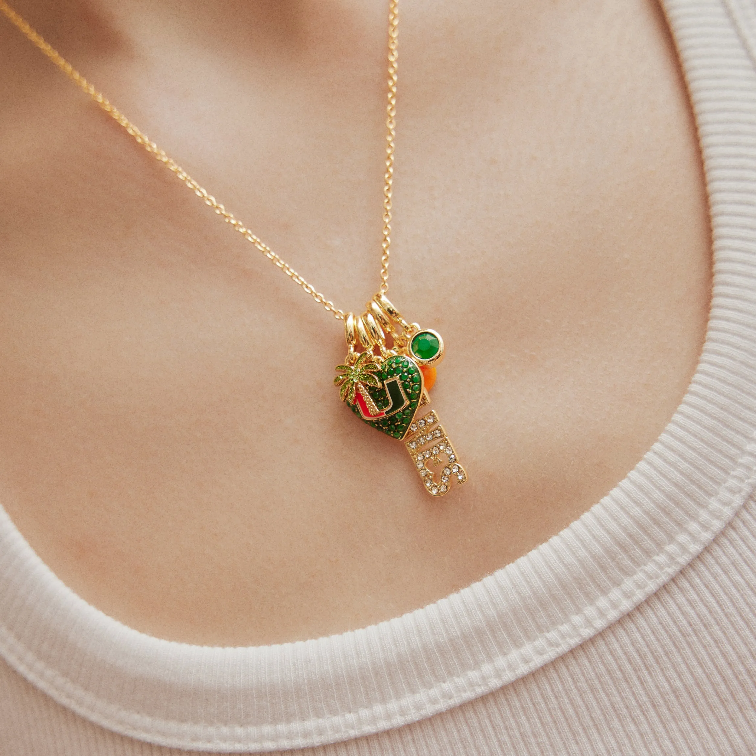 University of Miami Cluster Charm Necklace - University of Miami sold by BaubleBar product image thumbnail 3