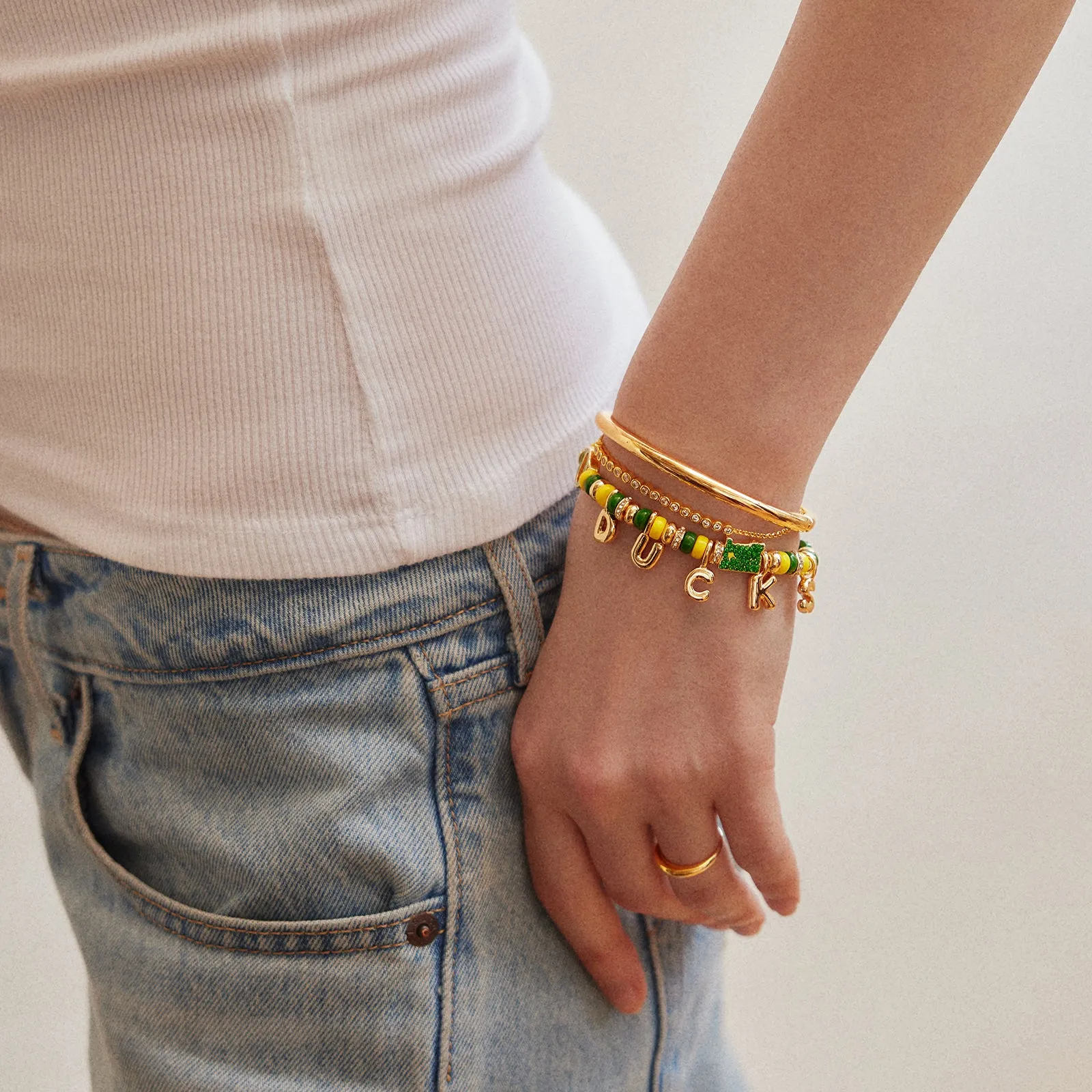 University of Oregon Beaded Charm Bracelet - University of Oregon sold by BaubleBar product image thumbnail 2
