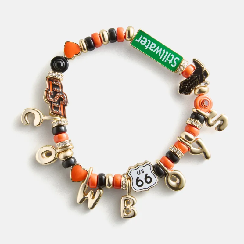 Oklahoma State University Beaded Charm Bracelet - Oklahoma State University made by BaubleBar