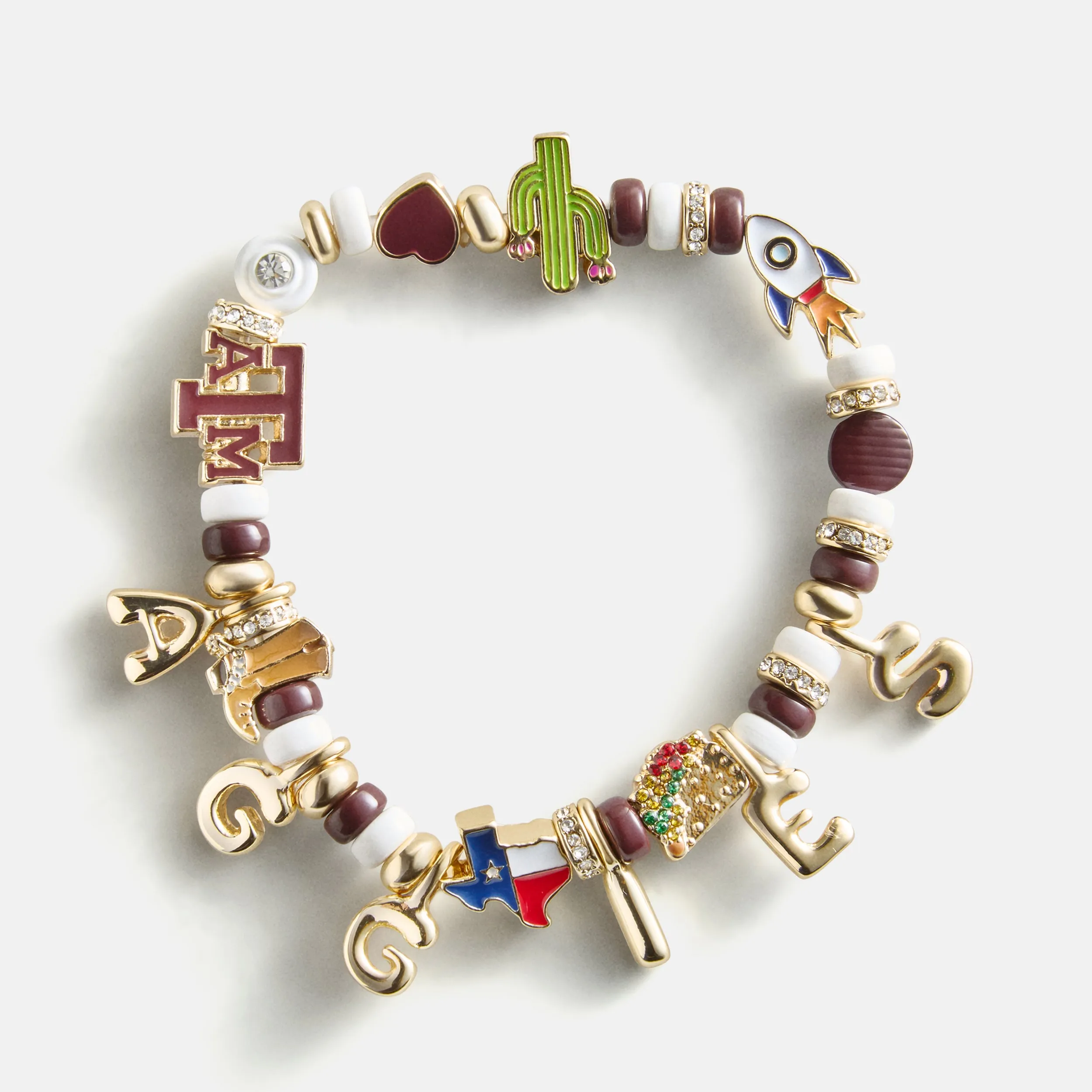 Texas A&M University Beaded Charm Bracelet - Texas A&M University sold by BaubleBar