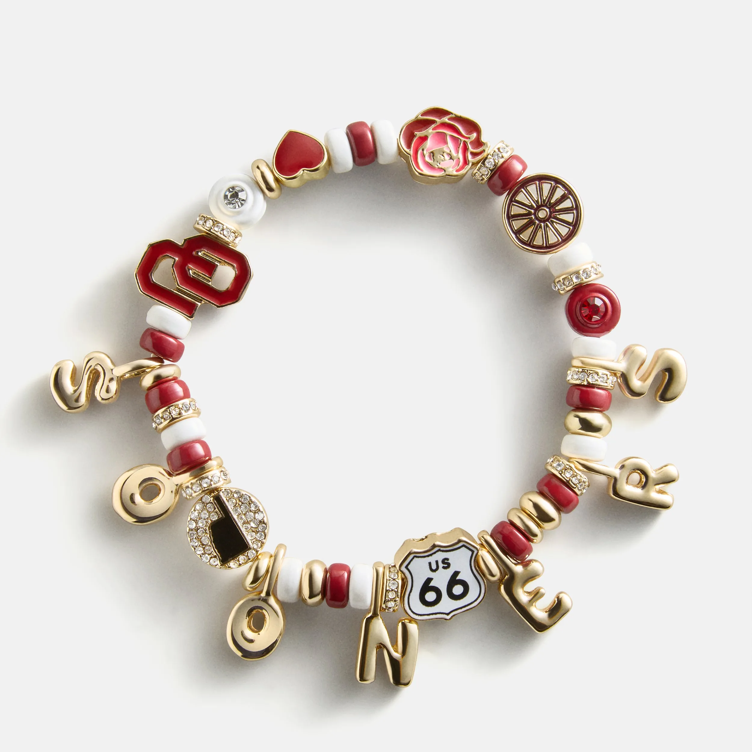 University of Oklahoma Beaded Charm Bracelet - University of Oklahoma sold by BaubleBar