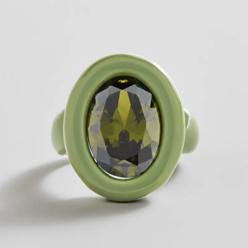 Joy Pop Cubic Zirconia Ring - Dark Green/Olive Green made by BaubleBar