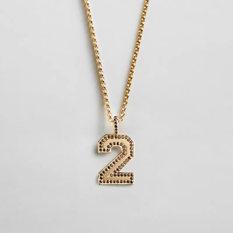 Pavé Varsity Number Custom Necklace - Brown made by BaubleBar