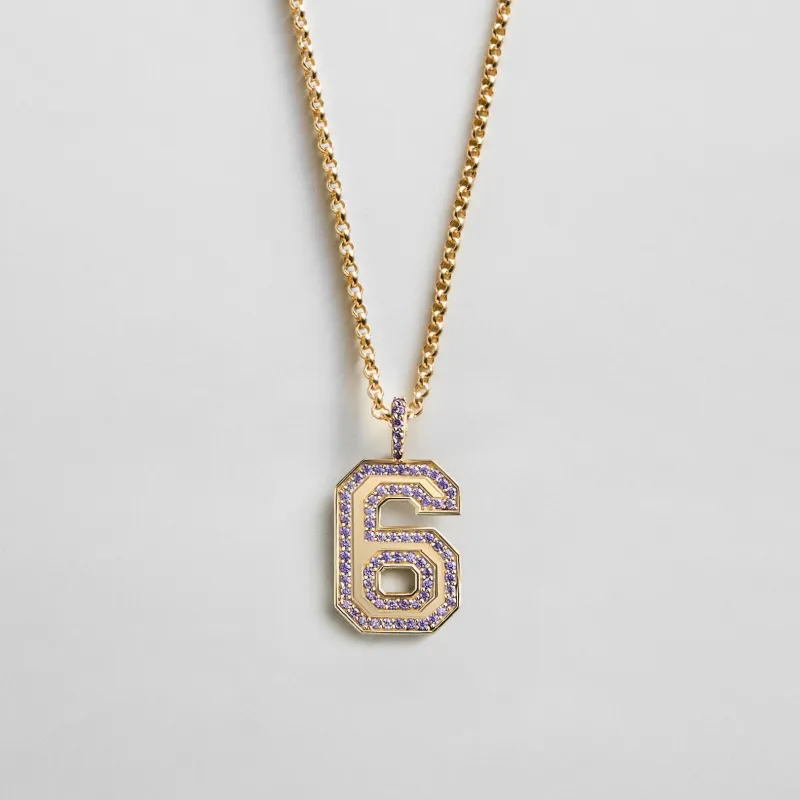 Pavé Varsity Number Custom Necklace - Purple made by BaubleBar