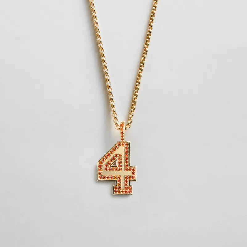 Pavé Varsity Number Custom Necklace - Orange made by BaubleBar
