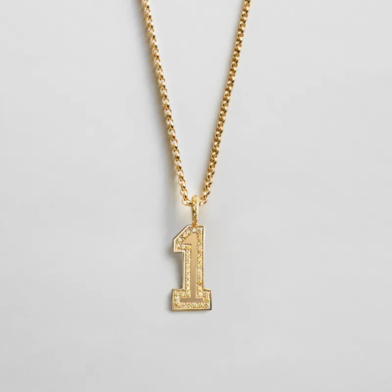 Pavé Varsity Number Custom Necklace - Yellow made by BaubleBar