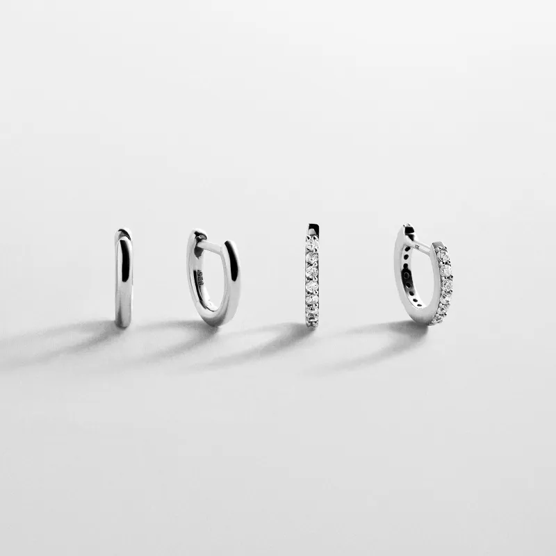 Nicole Sterling Silver Earring Set - Silver/Pavé made by BaubleBar