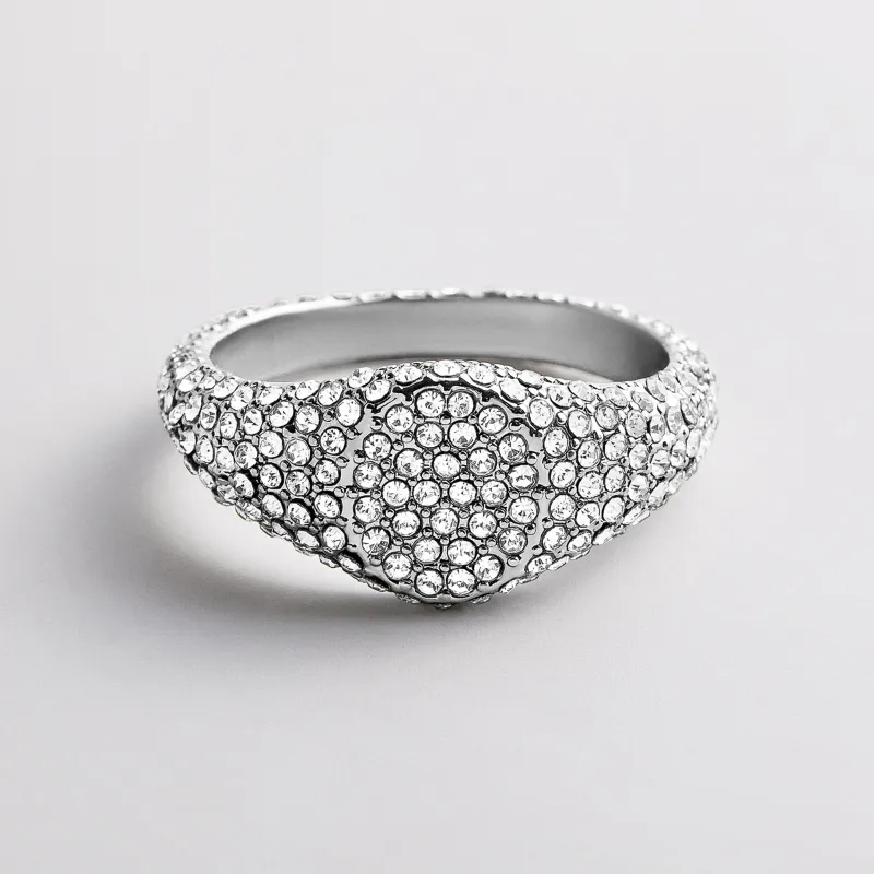 Penelope Signet Ring - Silver/Pavé made by BaubleBar