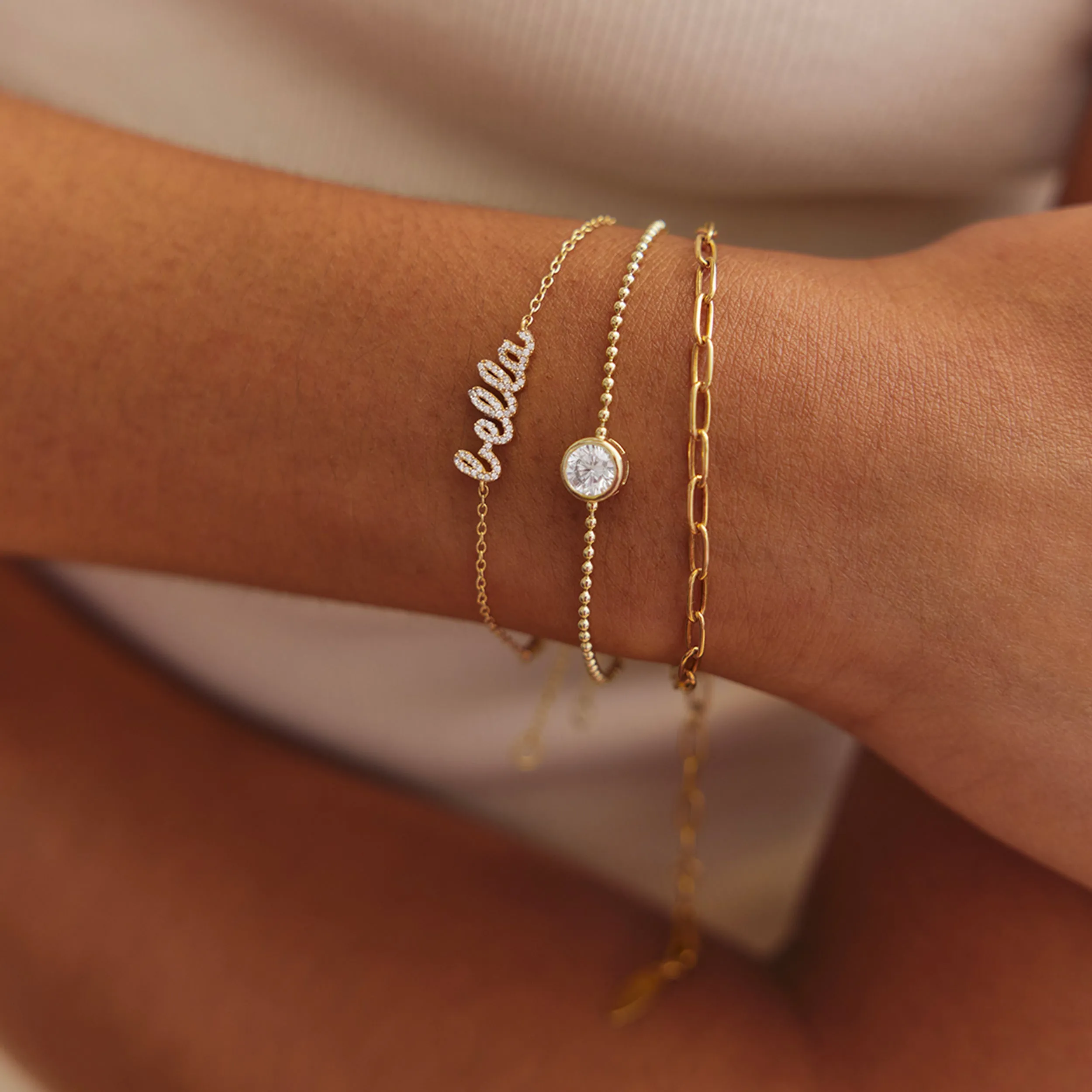 Eunice 14K Gold Crystal Bracelet - Round Cut sold by BaubleBar product image thumbnail 2