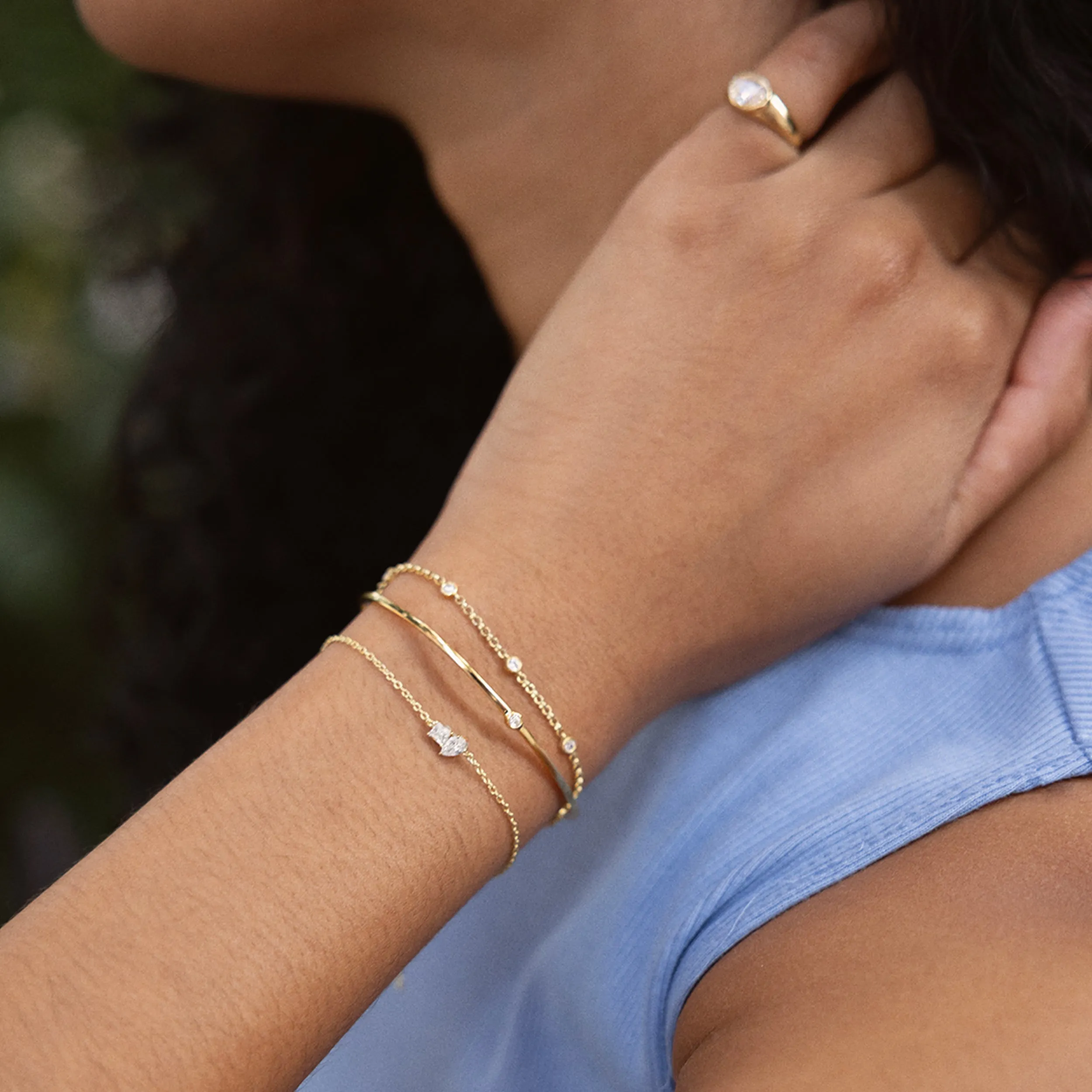 Eunice 14K Gold Crystal Bracelet - Toi et Moi Cut sold by BaubleBar product image thumbnail 2