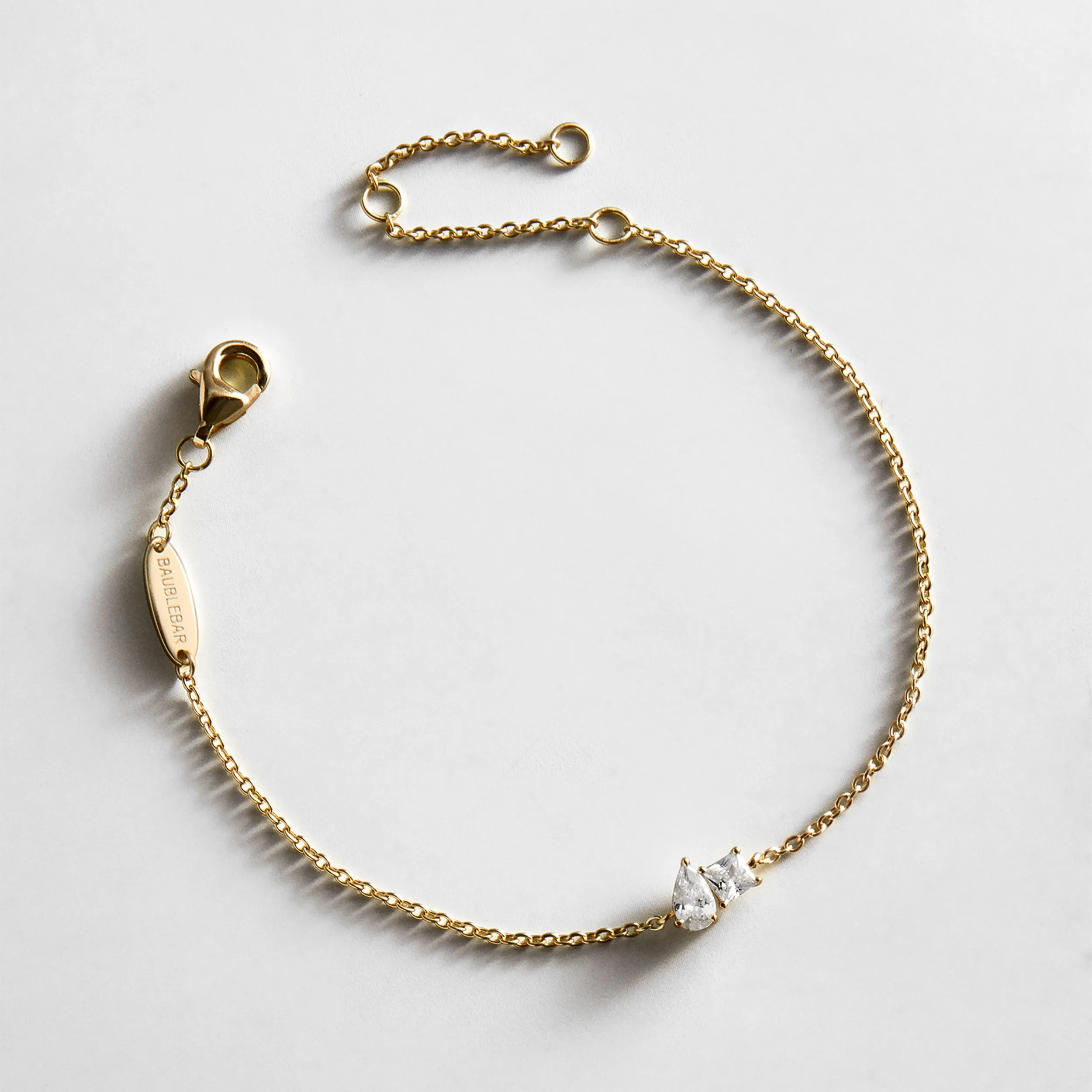 Eunice 14K Gold Crystal Bracelet - Toi et Moi Cut sold by BaubleBar