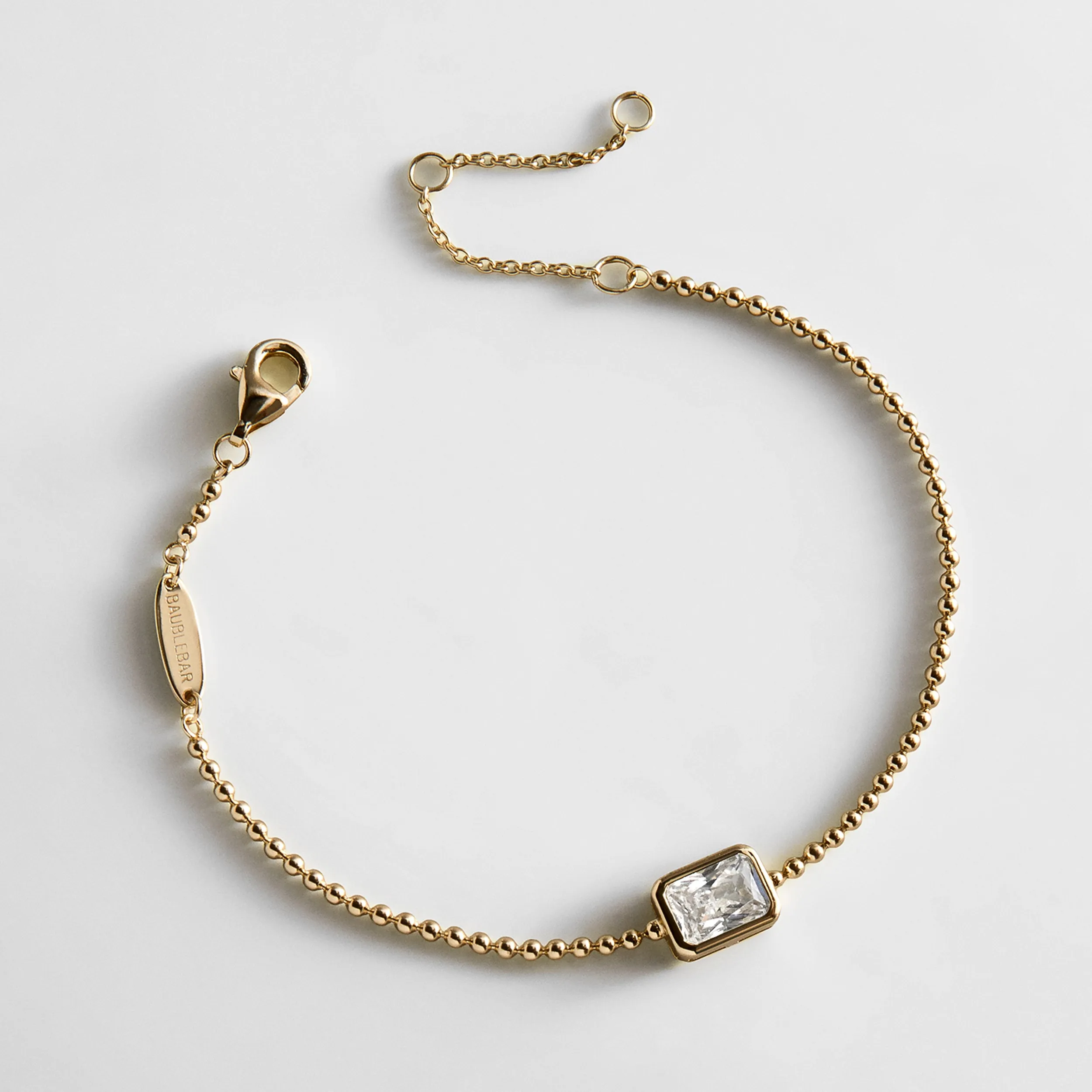 Eunice 14K Gold Crystal Bracelet - Rectangular Cut sold by BaubleBar
