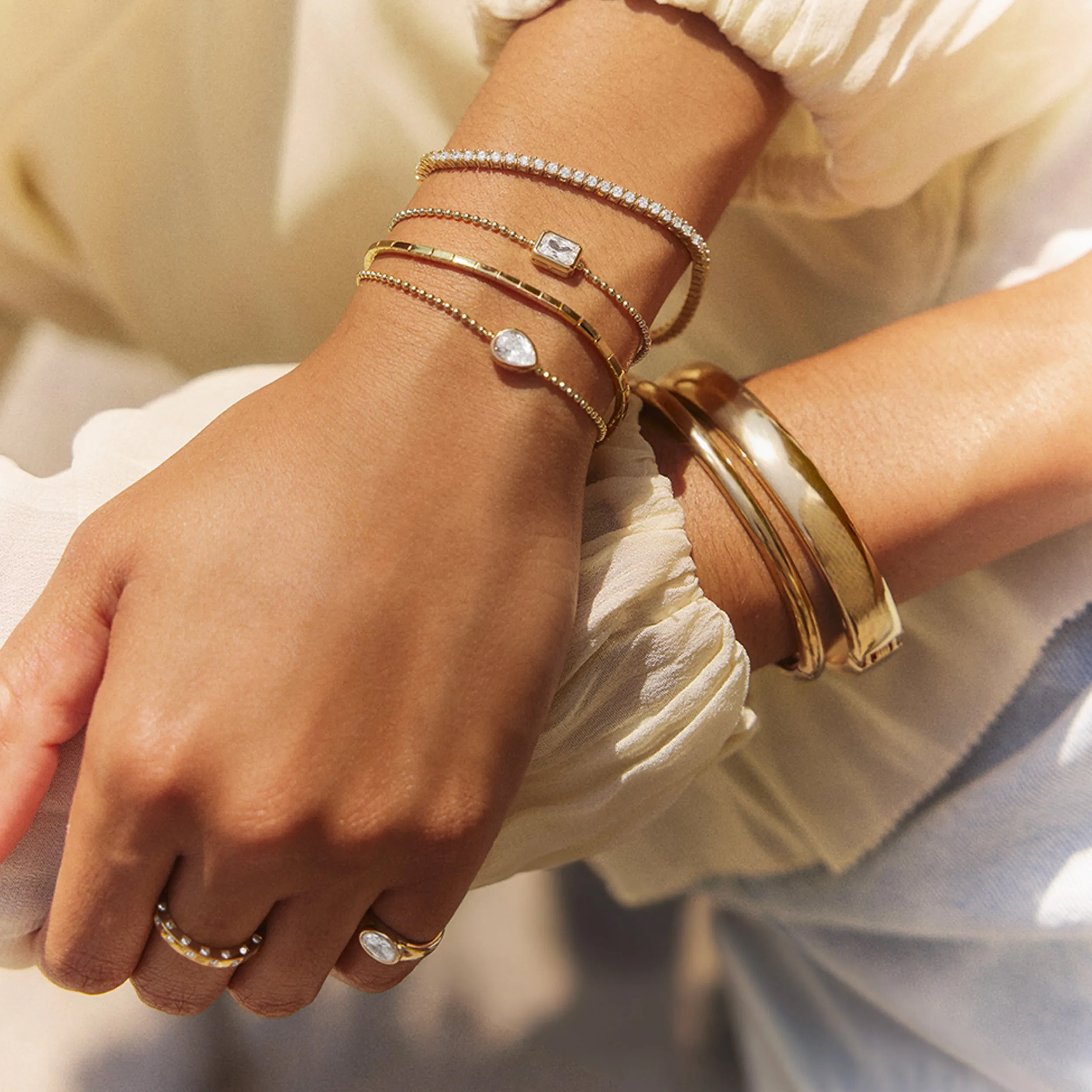 Eunice 14K Gold Crystal Bracelet - Pear Cut sold by BaubleBar product image thumbnail 2