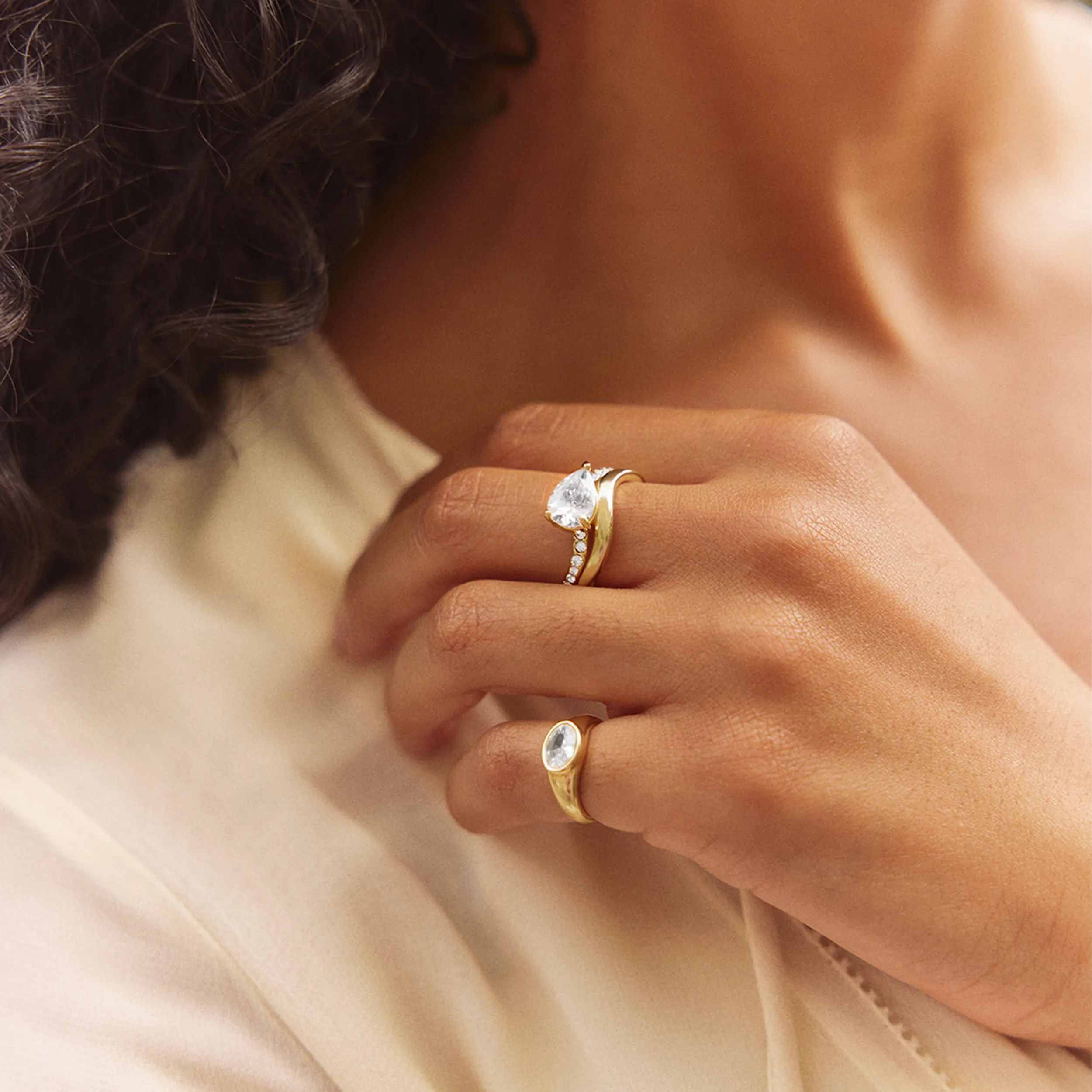 Caroline Gold Ring Set - Gold/Pavé sold by BaubleBar product image thumbnail 2