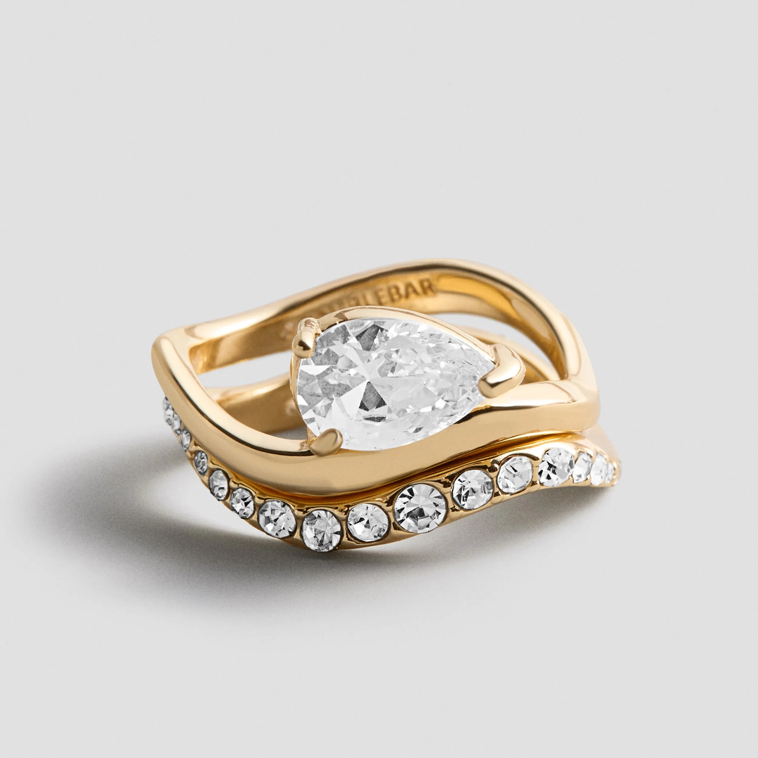 Caroline Gold Ring Set - Gold/Pavé sold by BaubleBar