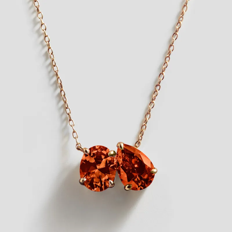 Toi et Moi 14K Gold Custom Birthstone Necklace - Oval & Pear made by BaubleBar