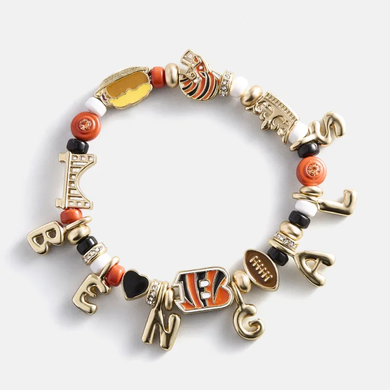 NFL Beaded Charm Bracelet - Cincinnati Bengals made by BaubleBar