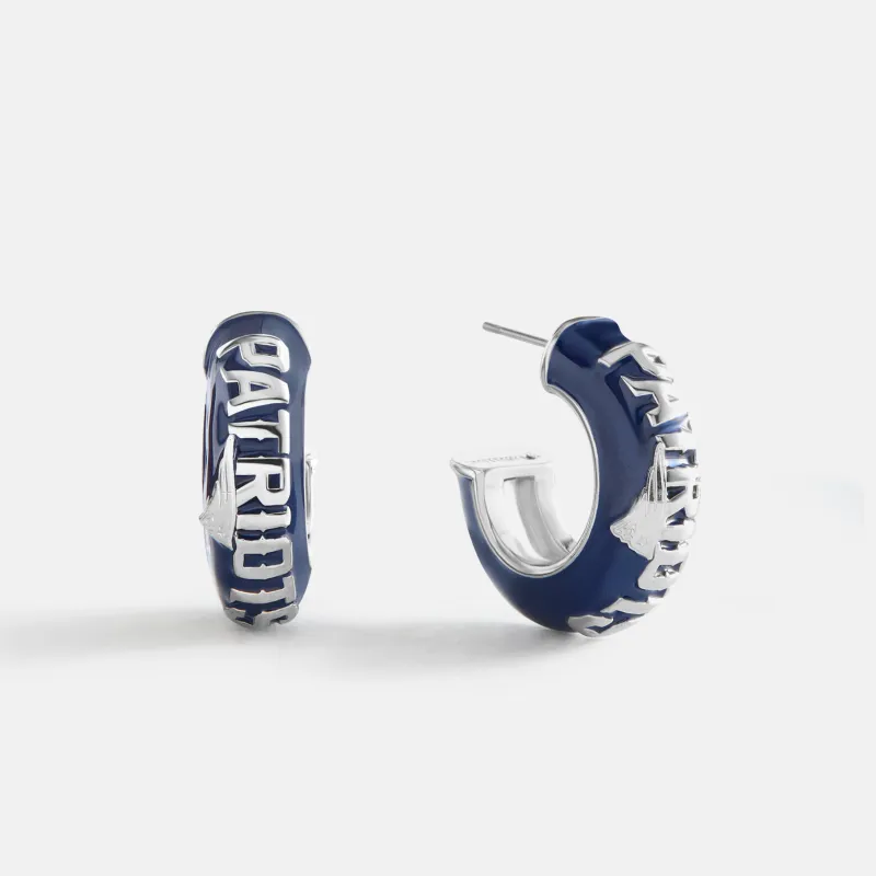 NFL Enamel Hoop Earrings - New England Patriots made by BaubleBar
