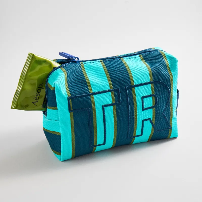 Striped Take It Away Custom Storage Pouch - Peacock made by BaubleBar
