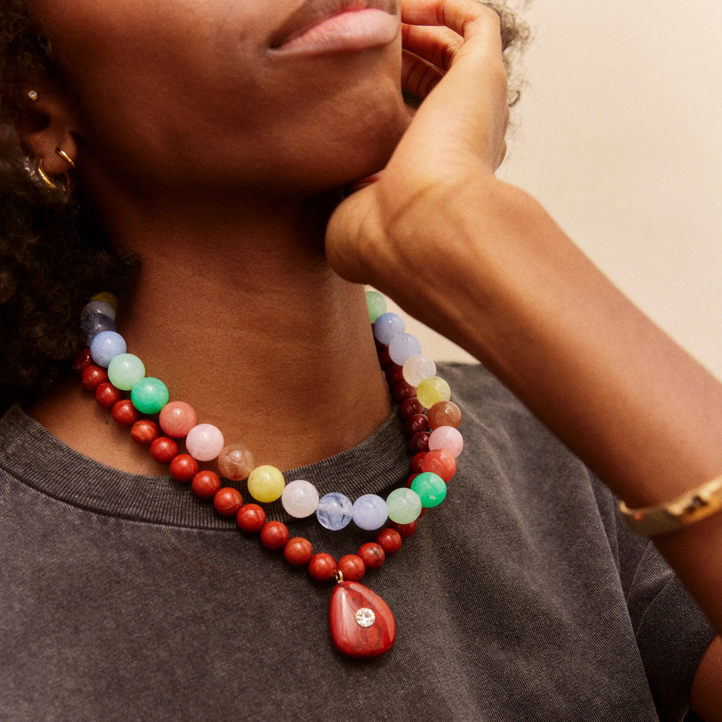 Mini Jane Beaded Necklace - Pastel Multi sold by BaubleBar product image thumbnail 2