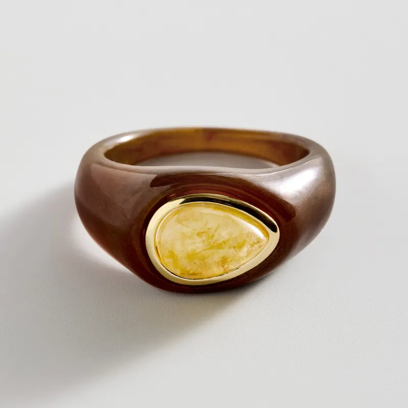 Bold Idea Chunky Statement Ring - Tiger's Eye/Citrine made by BaubleBar