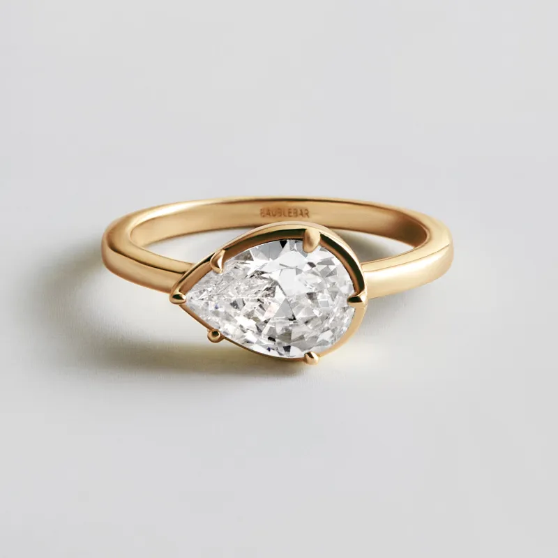 Stacey 14K Gold Crystal Ring - Pear Cut made by BaubleBar