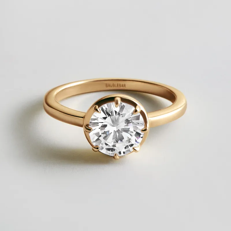 Stacey 14K Gold Crystal Ring - Round Cut made by BaubleBar