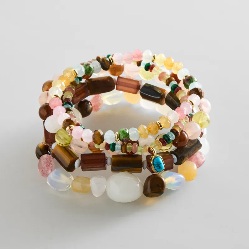 Darcy Semi-Precious Beaded Bracelet Set - Neutral made by BaubleBar