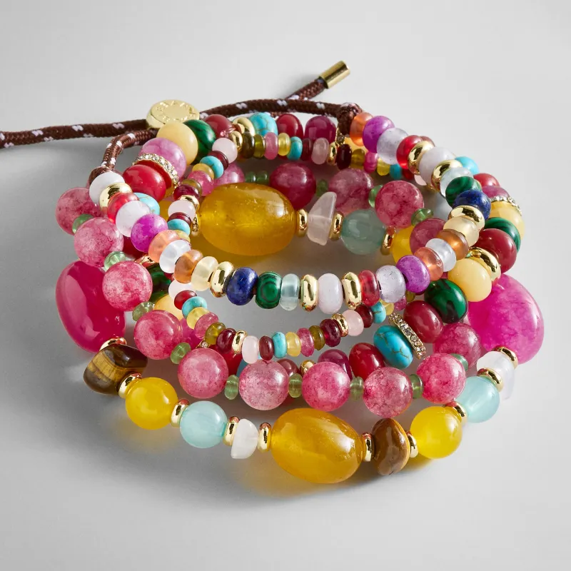 Darcy Semi-Precious Beaded Bracelet Set - Burgundy Multi made by BaubleBar
