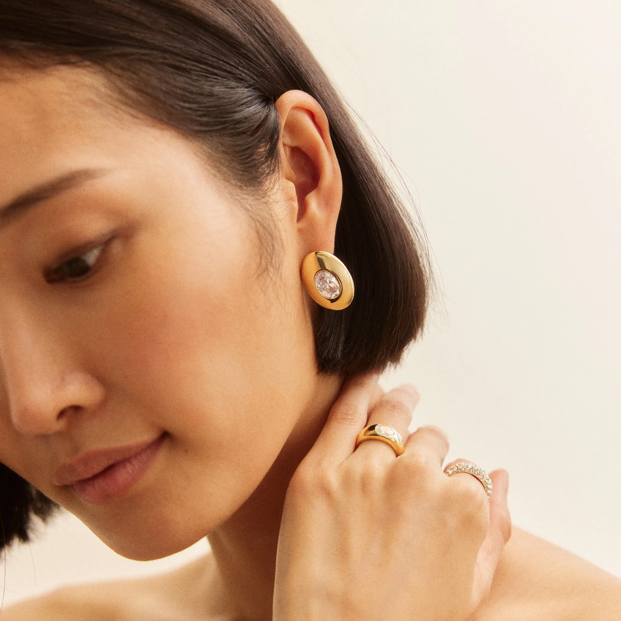 Maude Gold Stud Earrings sold by BaubleBar product image thumbnail 2
