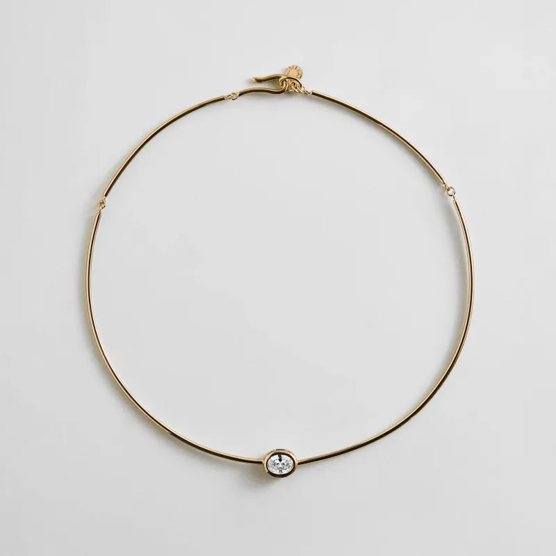 Stacey Cubic Zirconia Collar Necklace - Oval Bezel made by BaubleBar