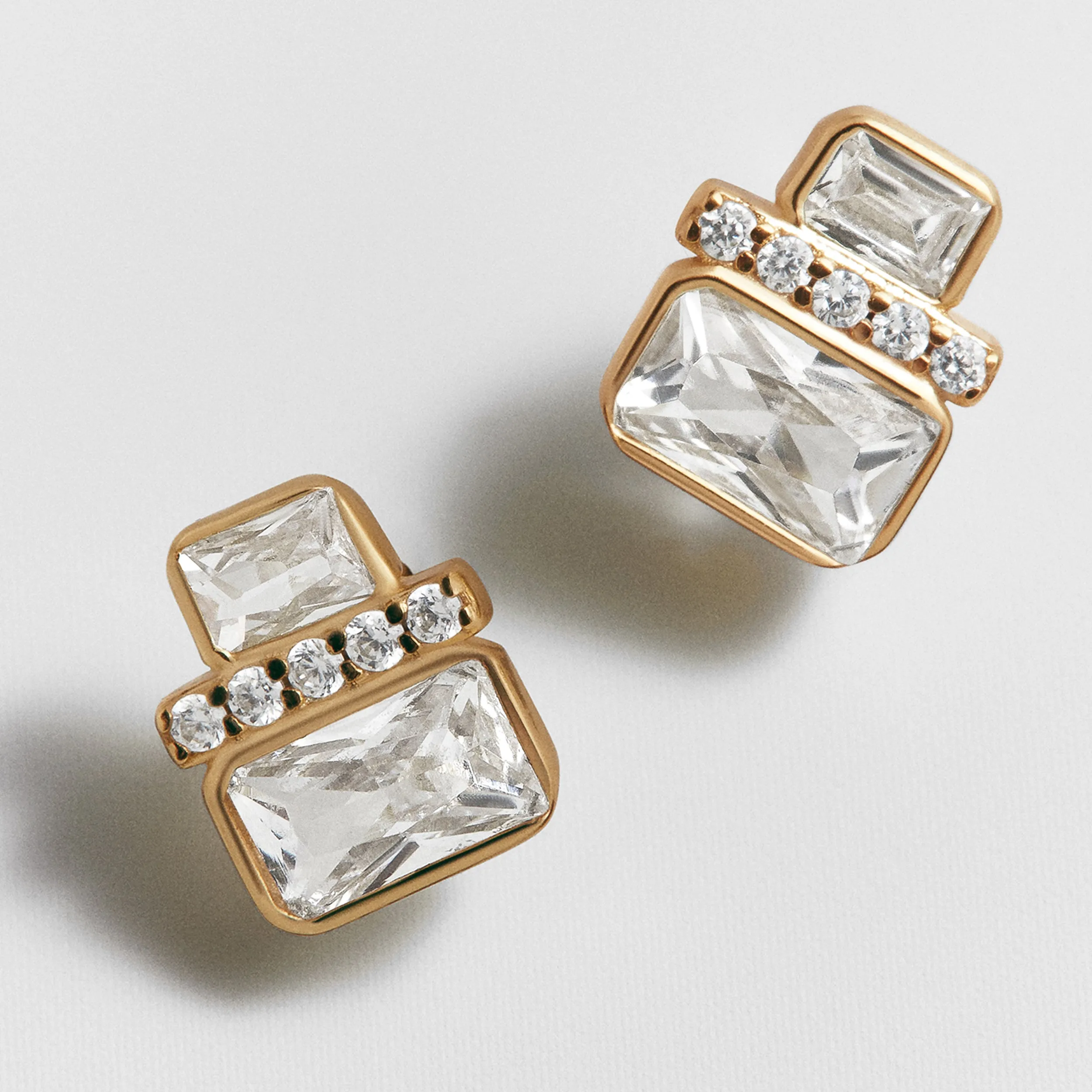 Betty 14K Gold Crystal Stud Earrings sold by BaubleBar product image thumbnail 3