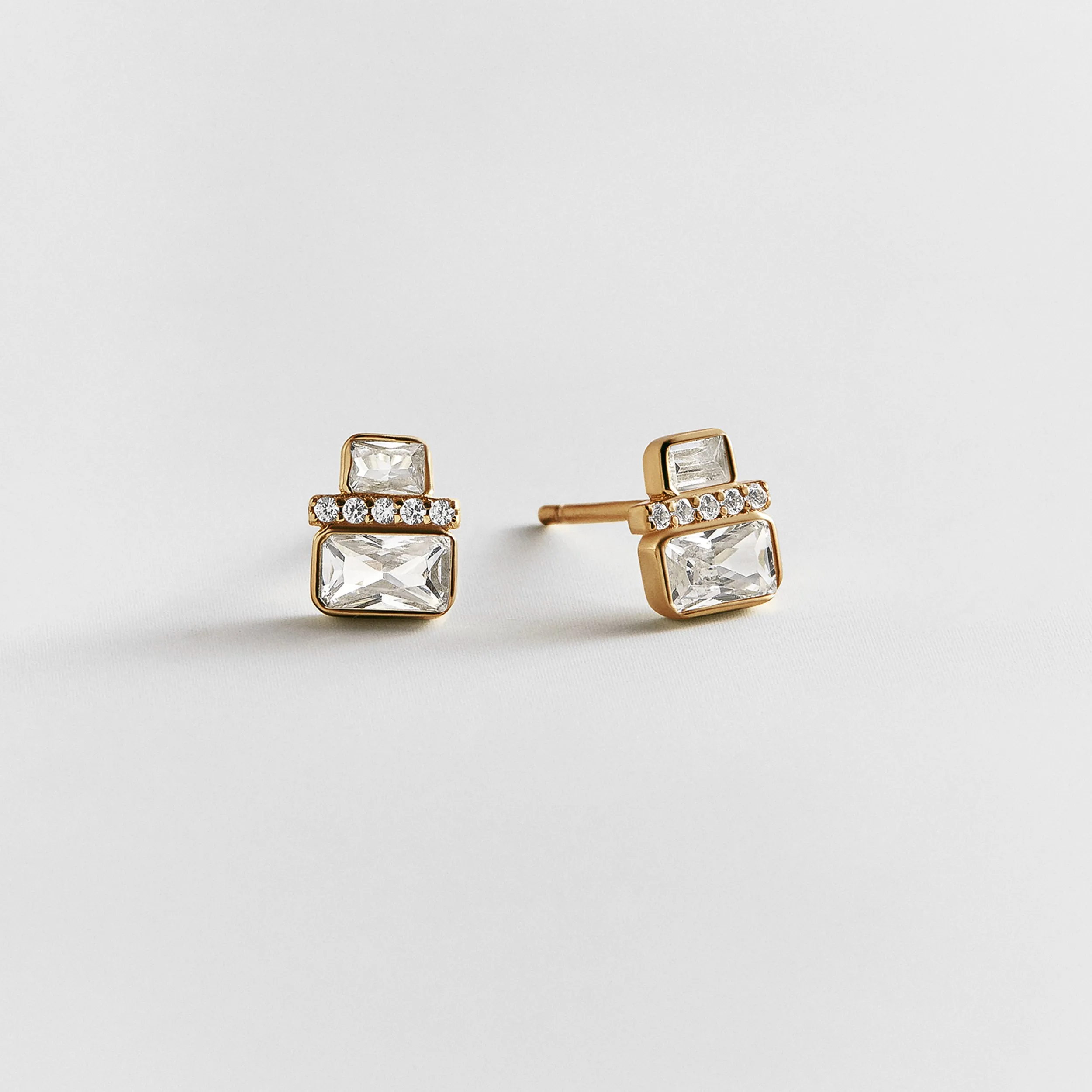Betty 14K Gold Crystal Stud Earrings sold by BaubleBar