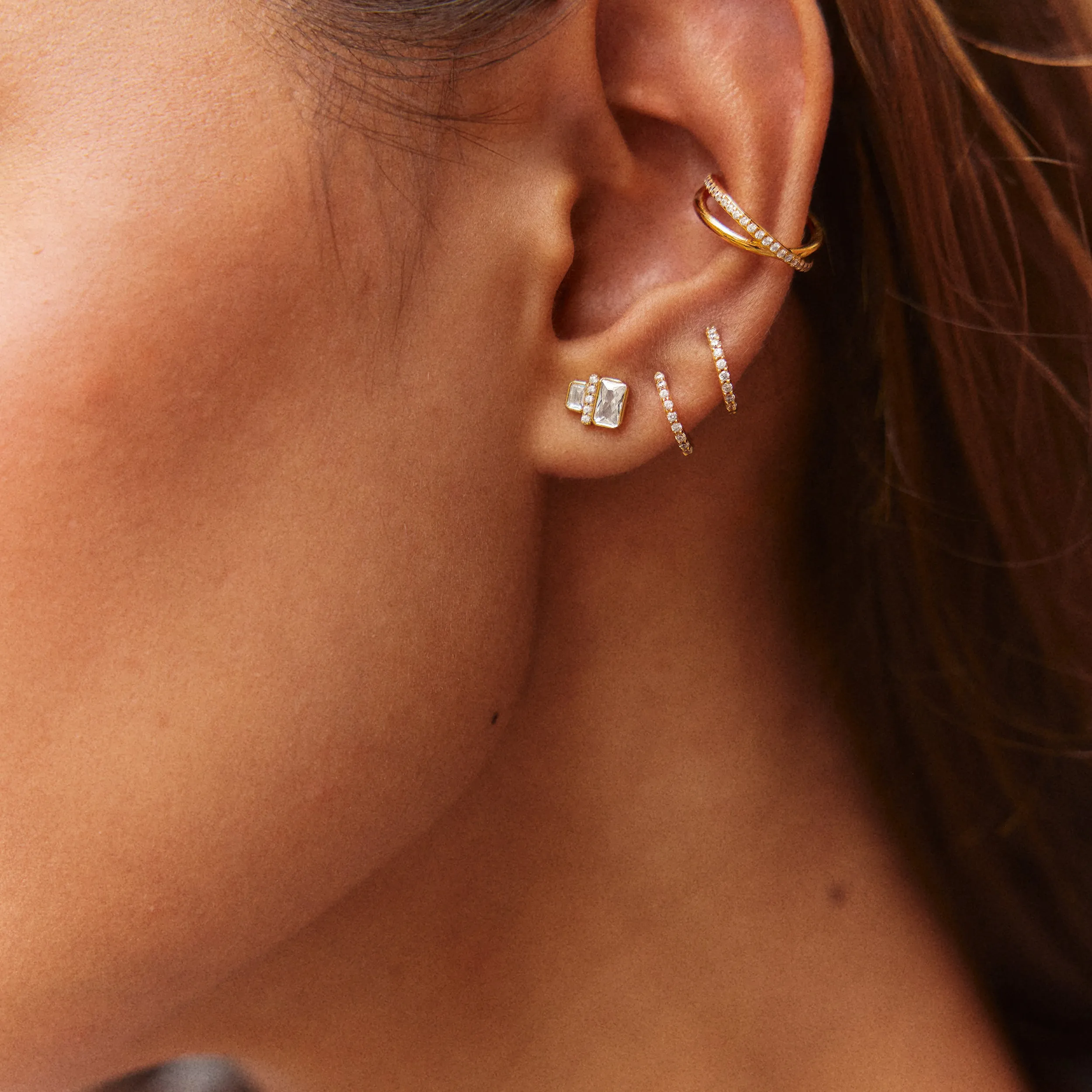 Betty 14K Gold Crystal Stud Earrings sold by BaubleBar product image thumbnail 2