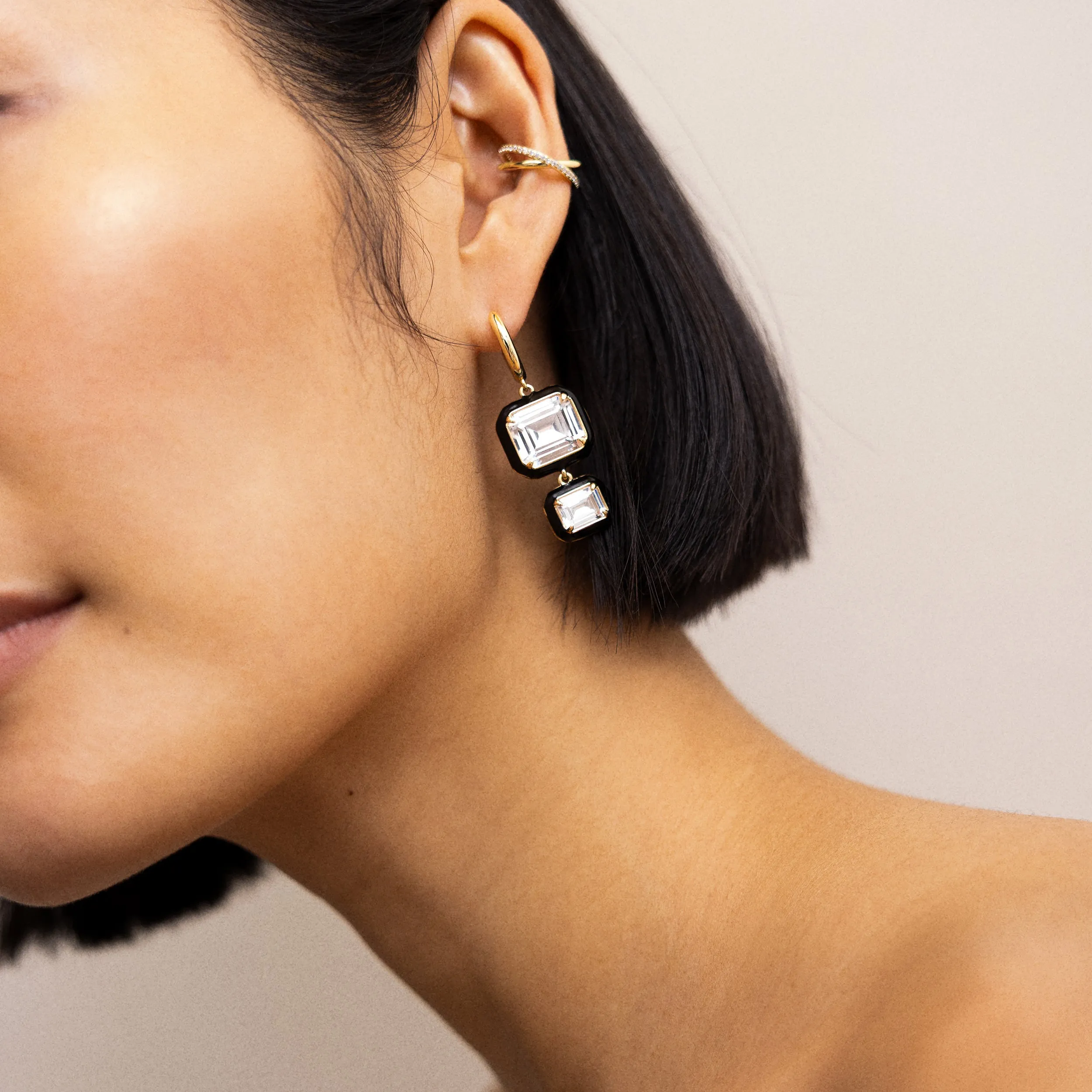 Felicity Crystal Drop Earrings - Enamel Bezel sold by BaubleBar product image thumbnail 2