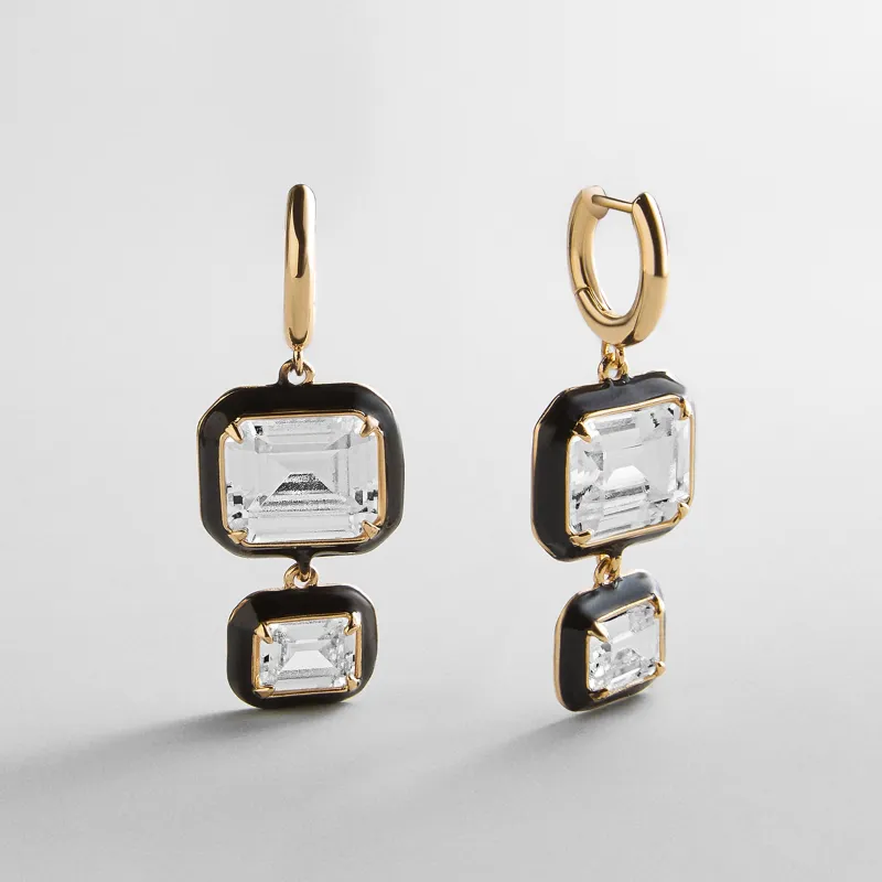 Felicity Crystal Drop Earrings - Enamel Bezel made by BaubleBar