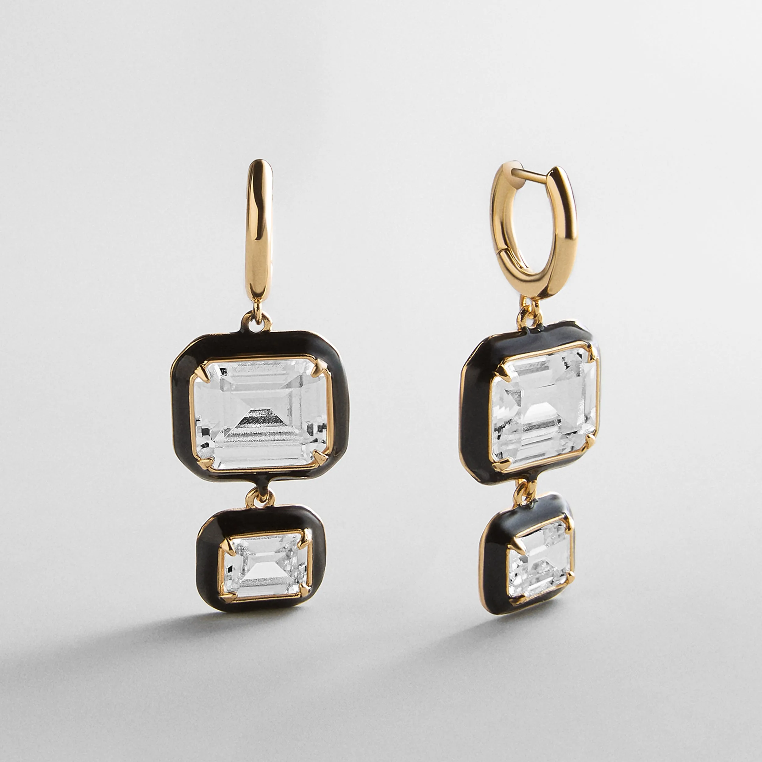 Felicity Crystal Drop Earrings - Enamel Bezel sold by BaubleBar