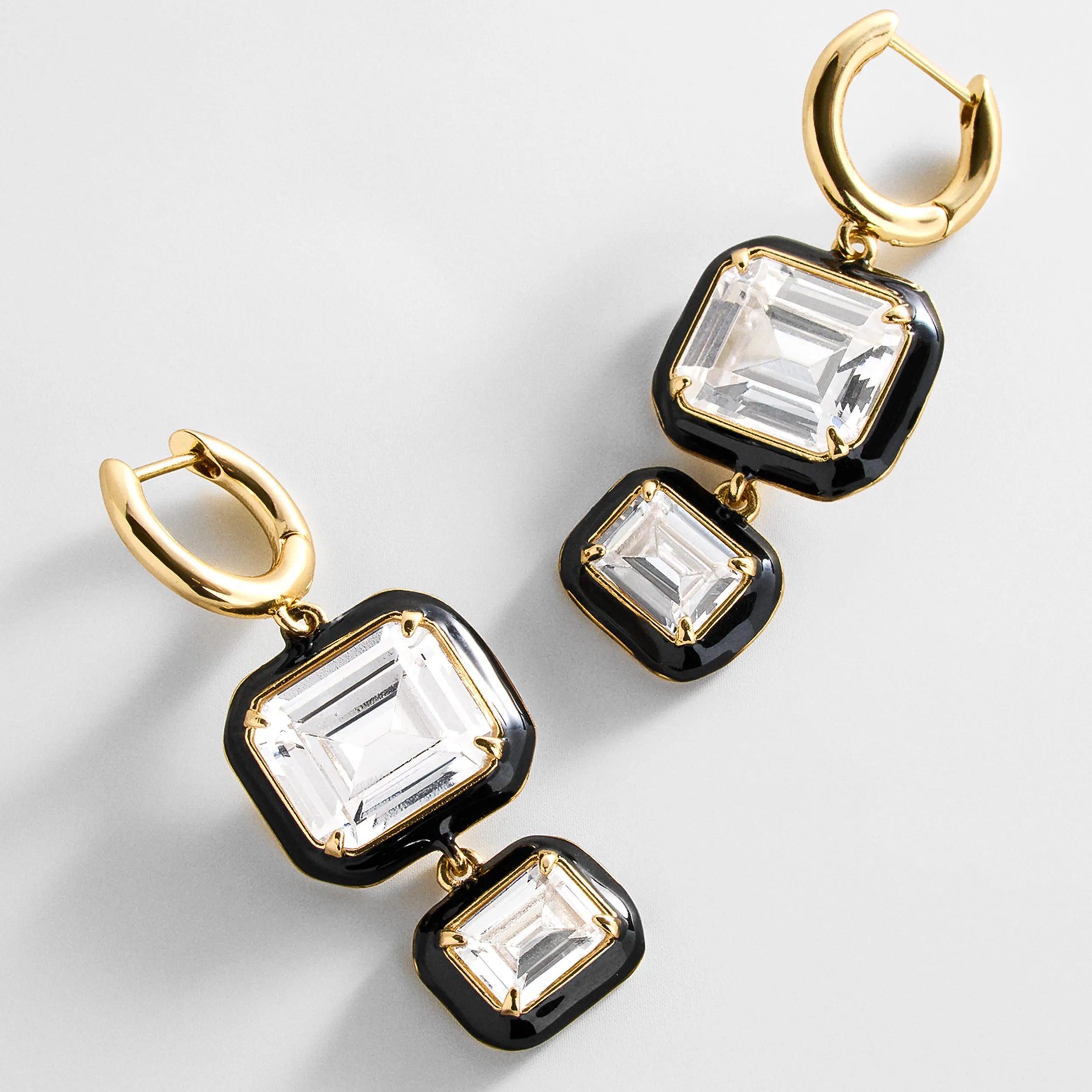 Felicity Crystal Drop Earrings - Enamel Bezel sold by BaubleBar product image thumbnail 3