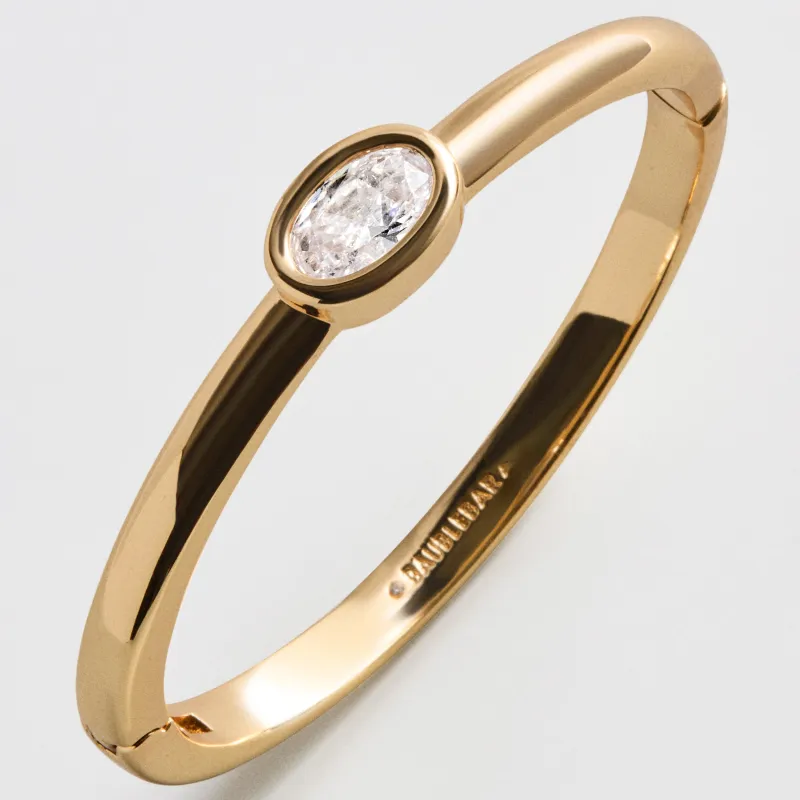 Christine Hinge Bangle Bracelet - Round Bezel made by BaubleBar