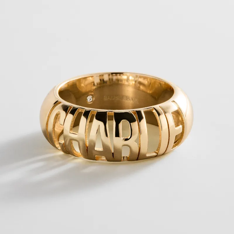 Domed Letter Custom Ring - Gold made by BaubleBar