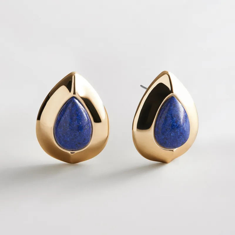 Meryl Semi-Precious Statement Stud Earrings  - Lapis made by BaubleBar