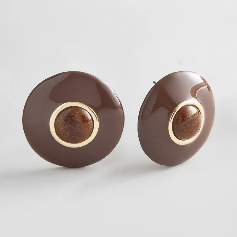 Lydia Statement Stud Earrings  - Tiger's Eye made by BaubleBar